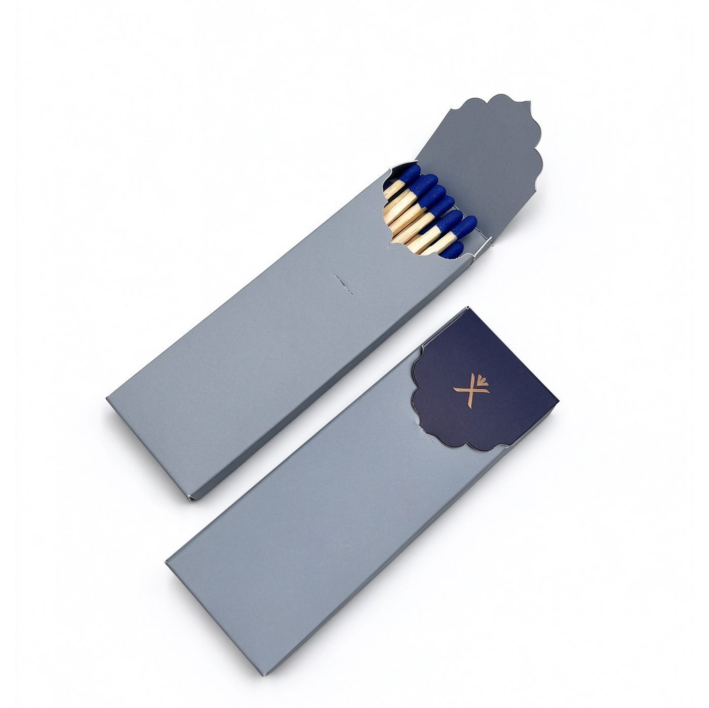 Navy hotel matchboxes with city skyline design